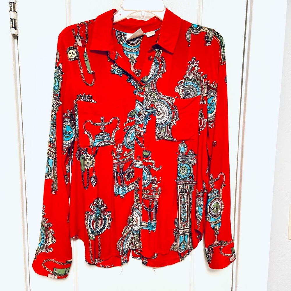 Anthropology Maeve Clock Botton up top Size 10